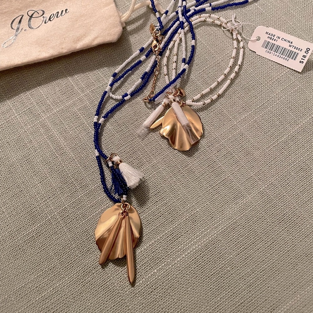 J Crew gold leaf beaded necklace and bracelet
